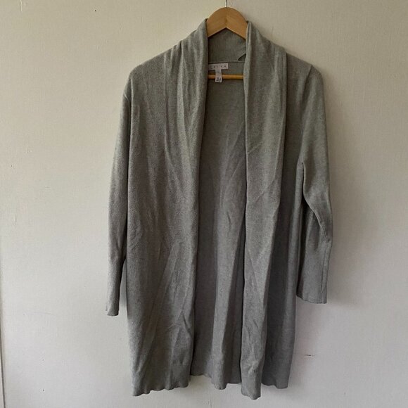 Leith Cardigan Sweater Womens Small Open Front Gray Stretchy Minimalist - Picture 1 of 6